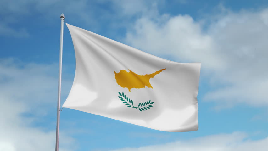 HD 1080p clip of a slow motion waving flag of Cyprus. Seamless, 12 seconds long