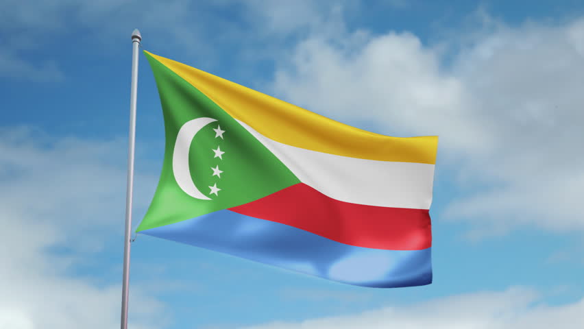 HD 1080p clip of a slow motion waving flag of Comoros. Seamless, 12 seconds long
