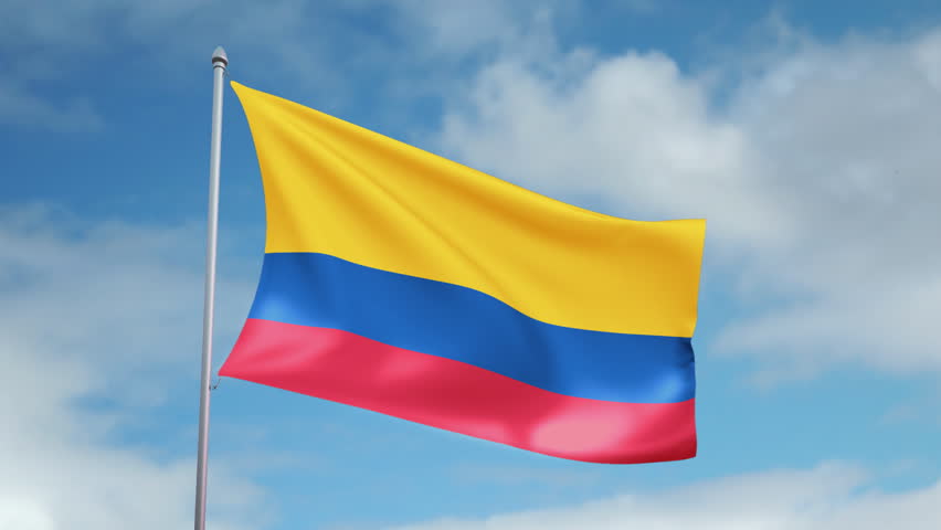 HD 1080p clip of a slow motion waving flag of Colombia. Seamless, 12 seconds