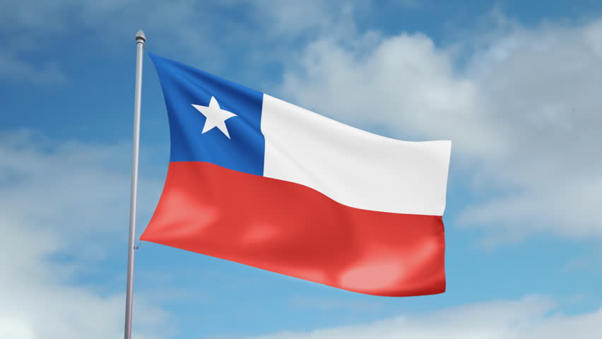 HD 1080p clip of a slow motion waving flag of Chile.Seamless, 12 seconds long