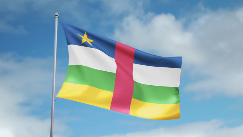 HD 1080p clip of a slow motion waving flag of Central African Republic.