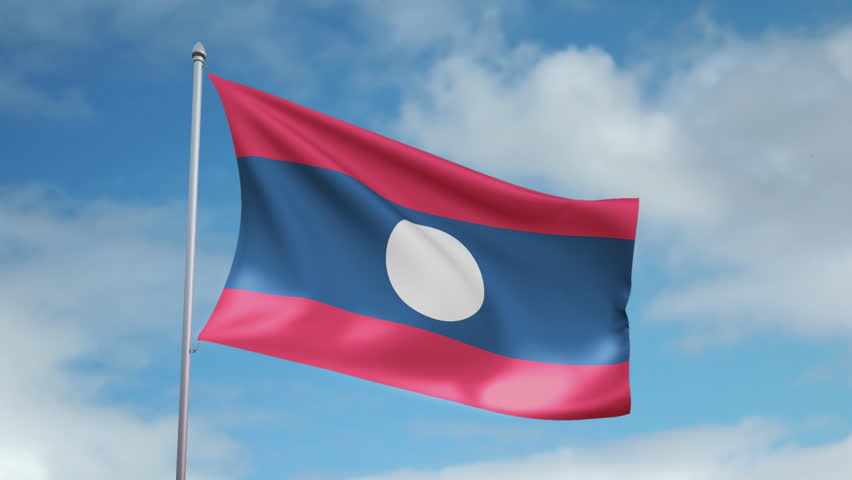 HD 1080p clip of a slow motion waving flag of Laos. Seamless, 12 seconds long