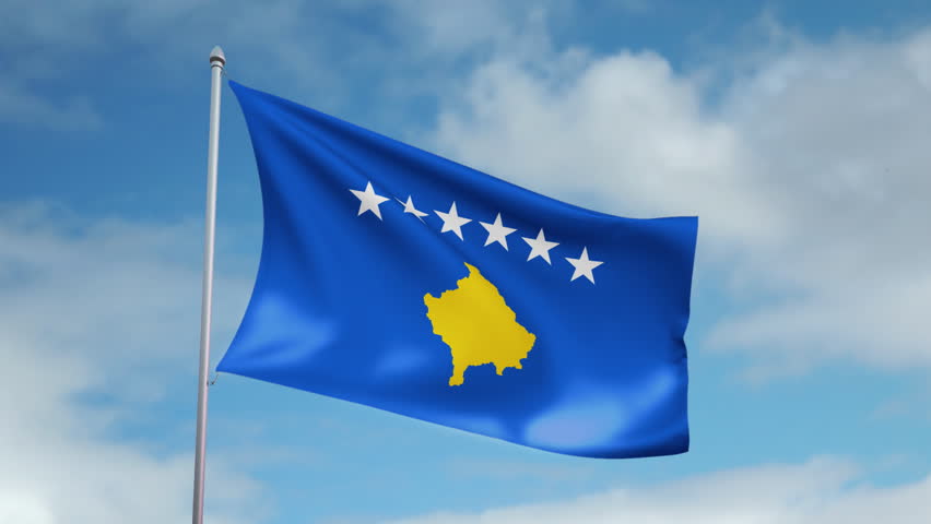 HD 1080p clip of a slow motion waving flag of Kosovo. Seamless, 12 seconds long