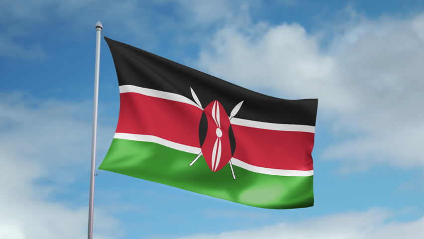 HD 1080p clip of a slow motion waving flag of Kenya. Seamless, 12 seconds long