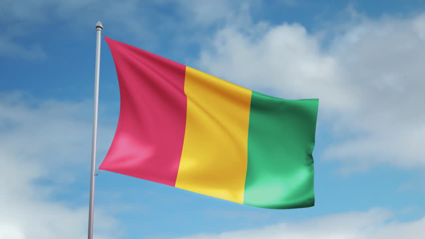 HD 1080p clip of a slow motion waving flag of Guinea. Seamless, 12 seconds long