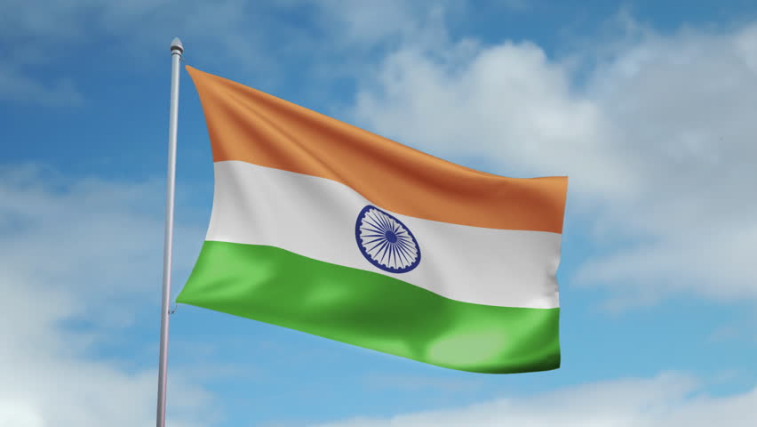 HD 1080p clip of a slow motion waving flag of India. Seamless, 12 seconds long