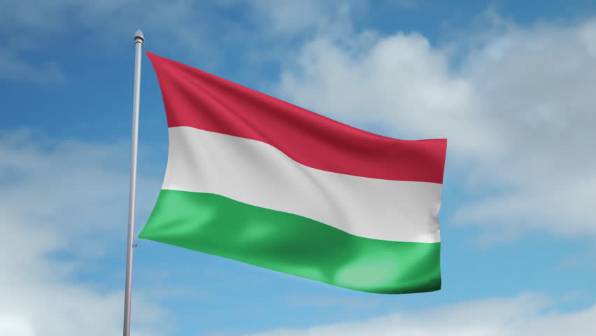 HD 1080p clip of a slow motion waving flag of Hungary. Seamless, 12 seconds long