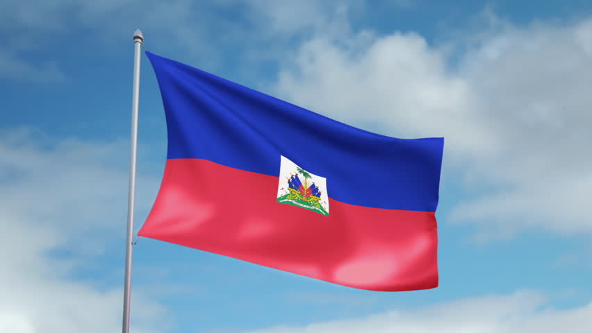 HD 1080p clip of a slow motion waving flag of Haiti. Seamless, 12 seconds long