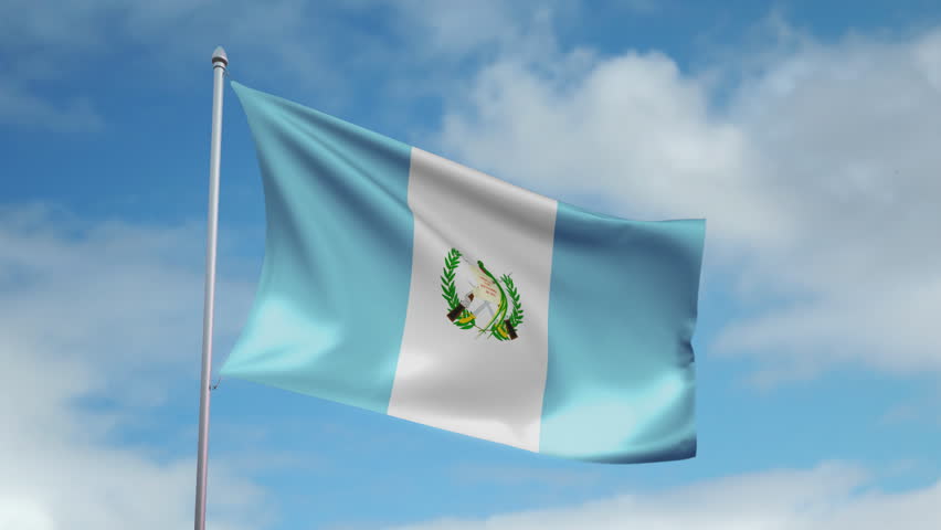 HD 1080p clip of a slow motion waving flag of Guatemala. Seamless, 12 seconds