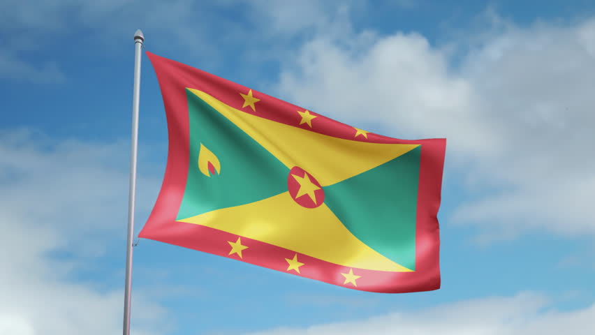 HD 1080p clip of a slow motion waving flag of Grenada. Seamless, 12 seconds long