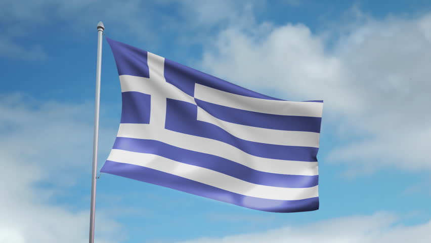 HD 1080p clip of a slow motion waving flag of Greece. Seamless, 12 seconds long