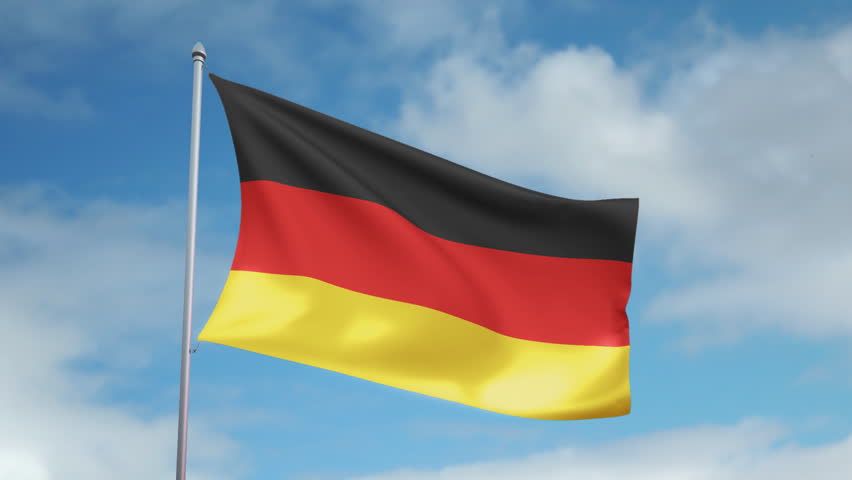 HD 1080p clip of a slow motion waving flag of Germany. Seamless, 12 seconds long
