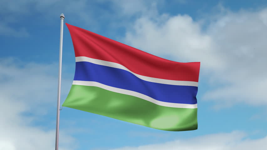 HD 1080p clip of a slow motion waving flag of Gambia. Seamless, 12 seconds long
