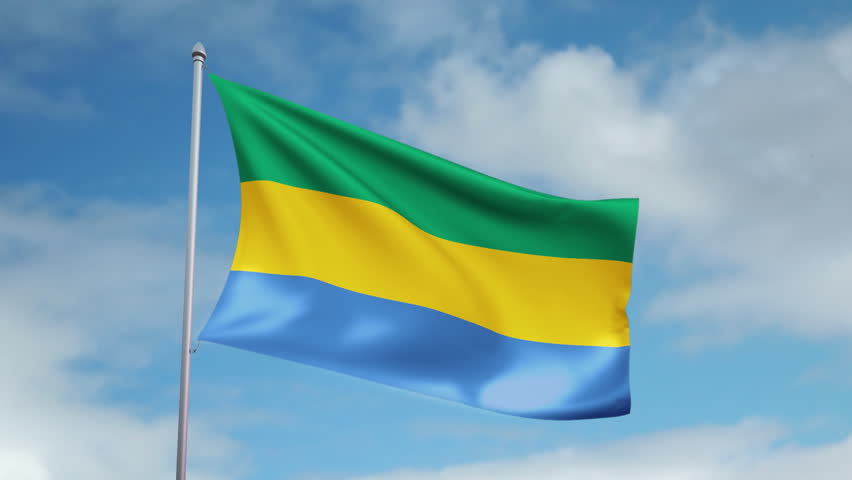 HD 1080p clip of a slow motion waving flag of Gabon. Seamless, 12 seconds long