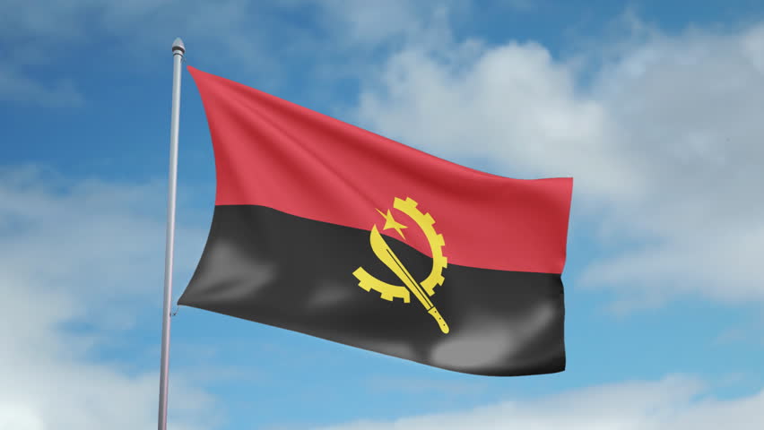 HD 1080p clip of a slow motion waving flag of Angola. Seamless, 12 seconds long