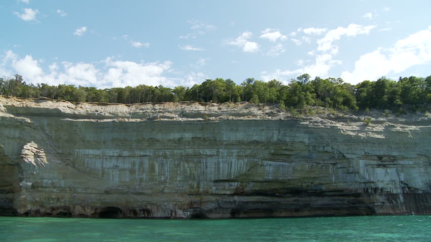 Detail of an arch in the massive cliffs at Pictured Rocks National Lakeshore park, Michigan