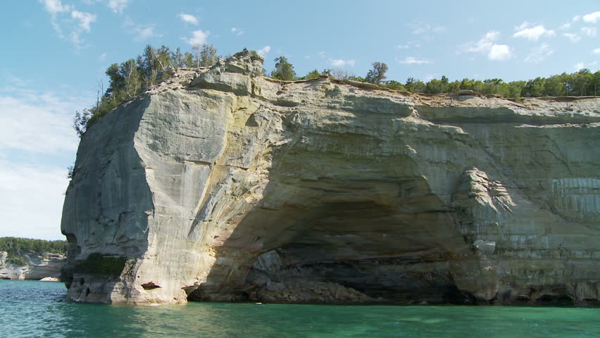 Detail of an arch in the massive cliffs at Pictured Rocks National Lakeshore