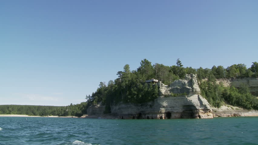 Cliff formation known as the Miner's Castle in the Pictured Rocks National