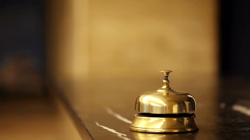 call at old hotel bell on a marble stand Royalty-Free Stock Footage #4251938
