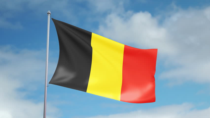 HD 1080p clip with a slow motion waving flag of Belgium. Seamless, 12 seconds