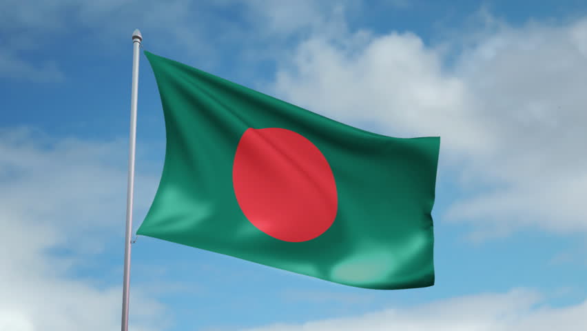 HD 1080p clip with a slow motion waving flag of Bangladesh . Seamless, 12