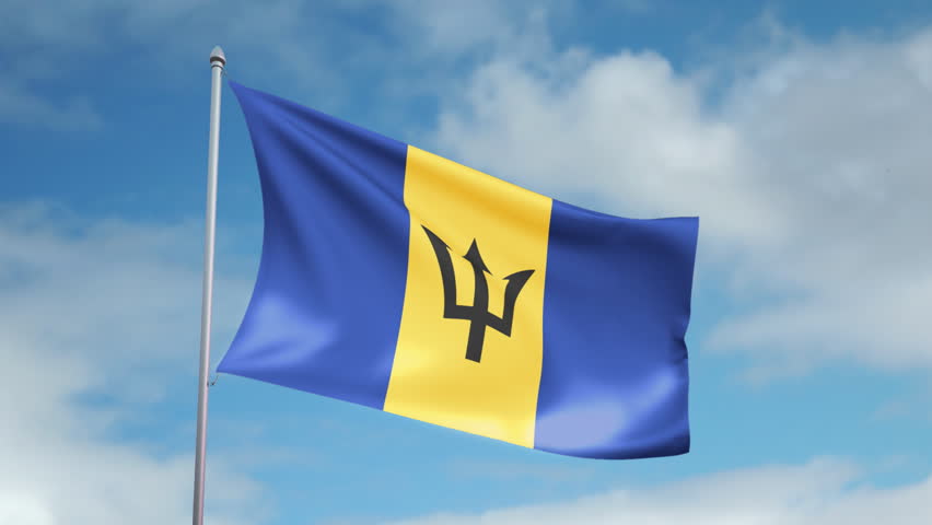 HD 1080p clip with a slow motion waving flag of Barbados. Seamless, 12 seconds