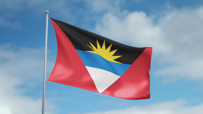 HD 1080p clip with a slow motion waving flag of Antigua and Barbuda. Seamless,