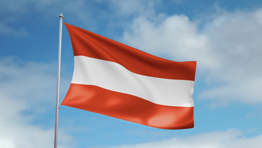 HD 1080p clip with a slow motion waving flag of Austria. Seamless, 12 seconds
