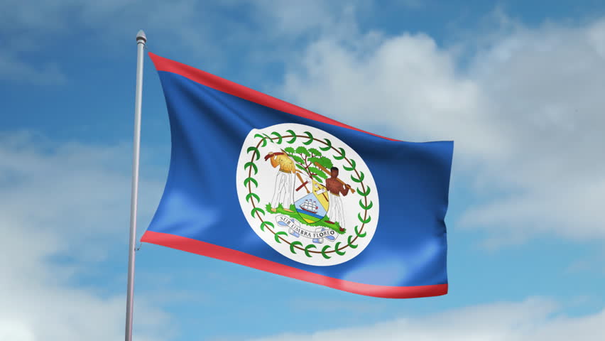HD 1080p clip with a slow motion waving flag of Belize. Seamless, 12 seconds