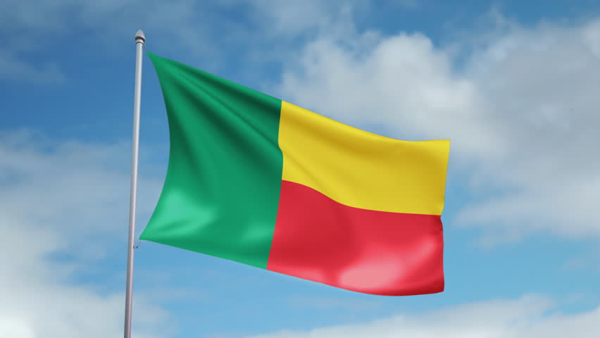 HD 1080p clip with a slow motion waving flag of Benin. Seamless, 12 seconds long