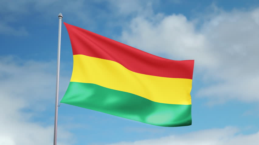 HD 1080p clip with a slow motion waving flag of Bolivia. Seamless, 12 seconds