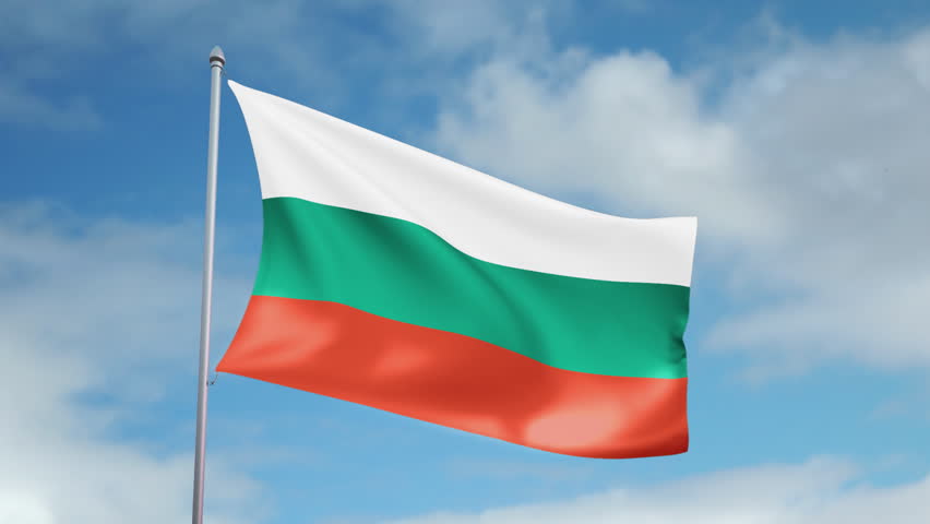 HD 1080p clip with a slow motion waving flag of Bulgaria. Seamless, 12 seconds