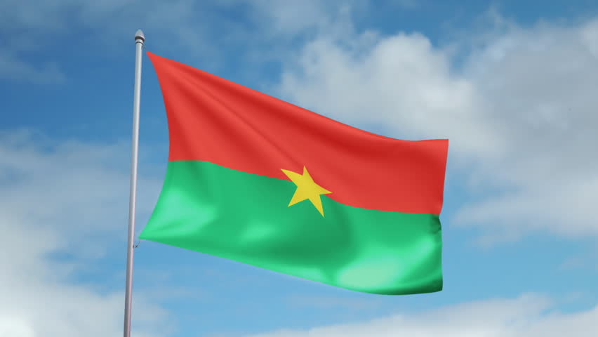 HD 1080p clip with a slow motion waving flag of Burkina Faso. Seamless, 12