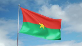 HD 1080p clip with a slow motion waving flag of Burkina Faso. Seamless, 12 seconds long loop. 