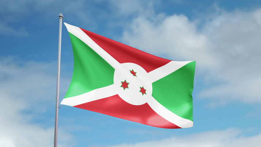 HD 1080p clip with a slow motion waving flag of Burundi. Seamless, 12 seconds