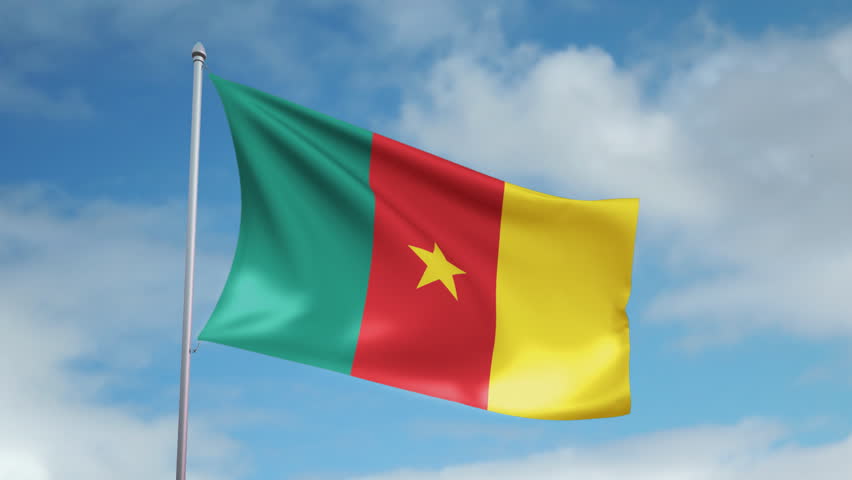 HD 1080p clip with a slow motion waving flag of Cameroon. Seamless, 12 seconds