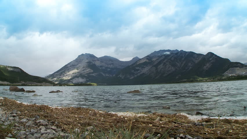 View across Lac des Arcs, Alberta, Canada.