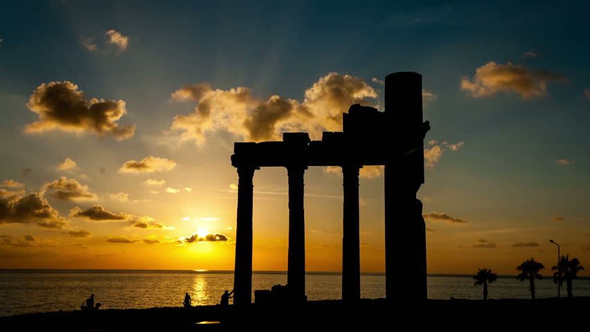 Sunset  and ancient ruines