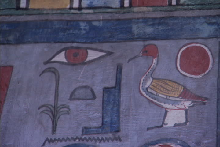 Colorful painting on the wall of the burial tomb of Ramesses I in the Valley of the Kings, Egypt