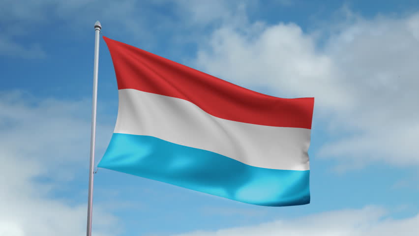 HD 1080p clip with a slow motion waving flag of Luxembourg. Seamless, 12 seconds
