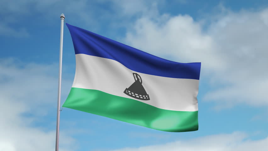 HD 1080p clip with a slow motion waving flag of Lesotho. Seamless, 12 seconds