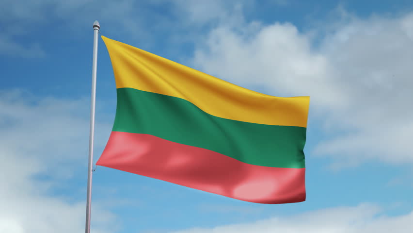 HD 1080p clip with a slow motion waving flag of Lithuania. Seamless, 12 seconds