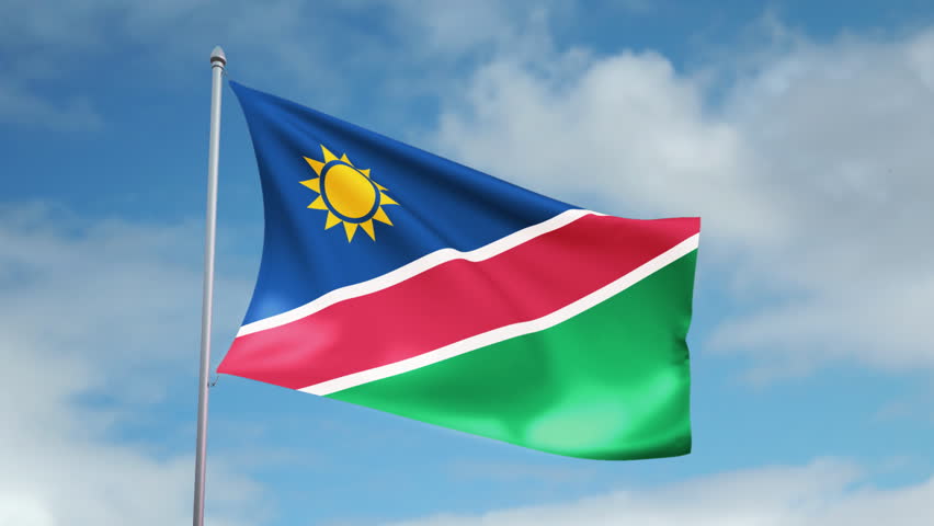 HD 1080p clip with a slow motion waving flag of Namibia. Seamless, 12 seconds