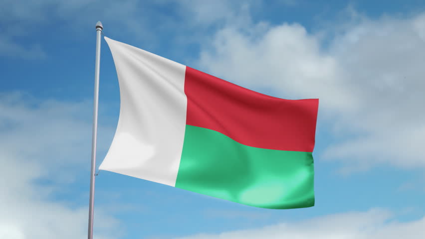 HD 1080p clip with a slow motion waving flag of Madagascar. Seamless, 12 seconds