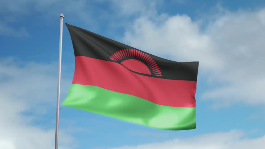 HD 1080p clip with a slow motion waving flag of Malawi. Seamless, 12 seconds