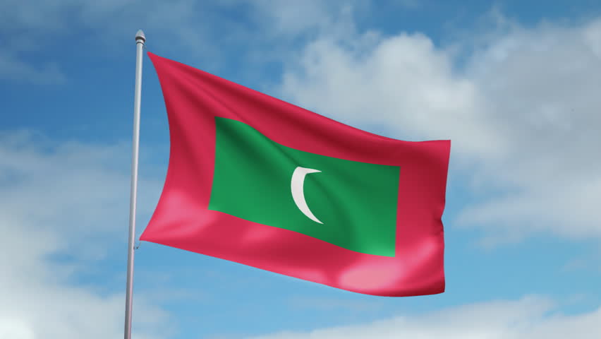 HD 1080p clip with a slow motion waving flag of Maldives. Seamless, 12 seconds