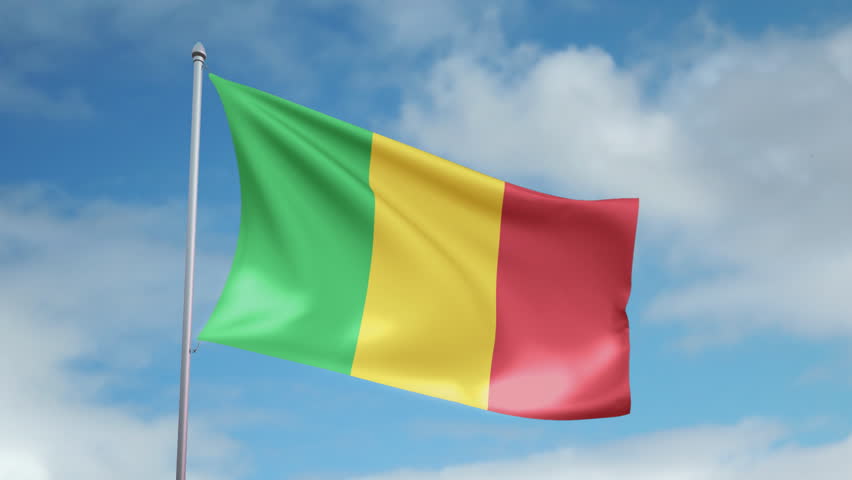 HD 1080p clip with a slow motion waving flag of Mali. Seamless, 12 seconds long