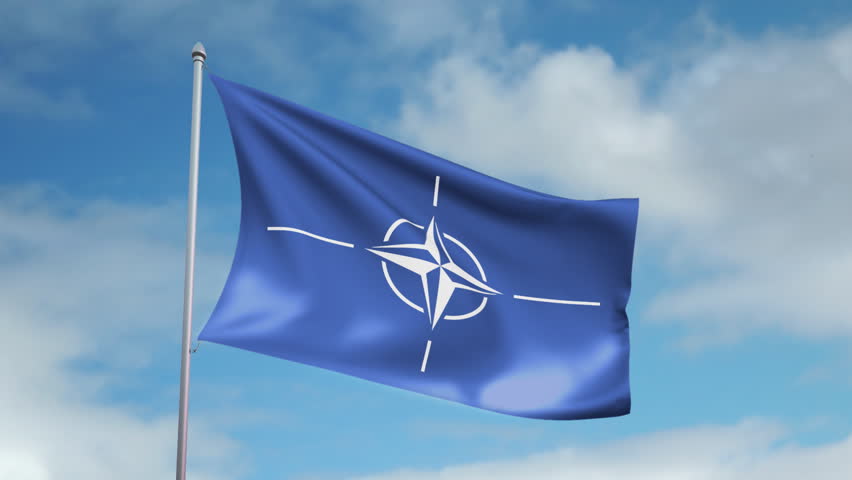 HD 1080p clip with a slow motion waving flag of NATO. Seamless, 12 seconds long