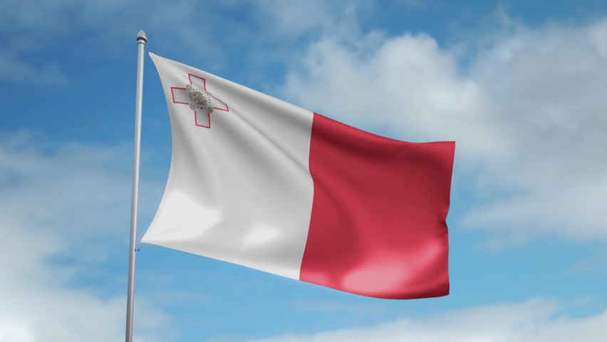 HD 1080p clip with a slow motion waving flag of Malta. Seamless, 12 seconds long