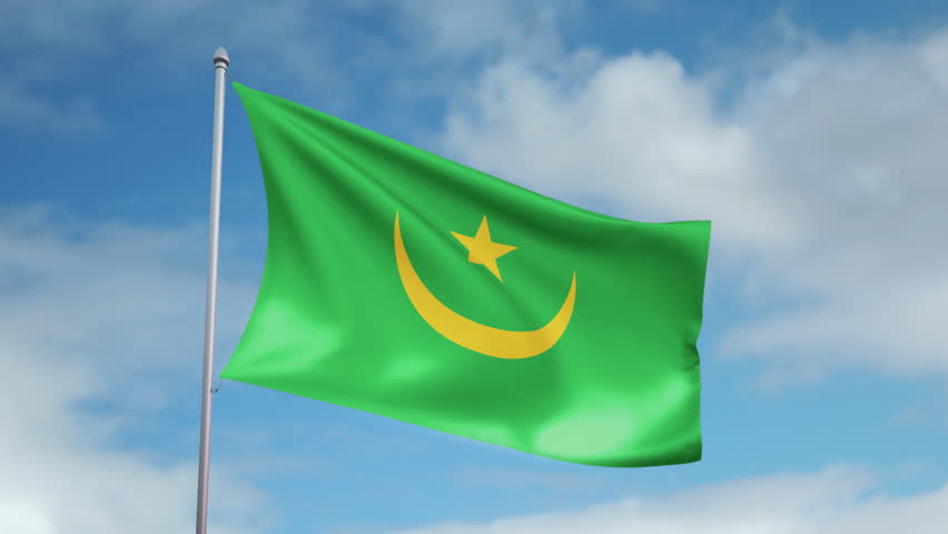 HD 1080p clip with a slow motion waving flag of Mauritania. Seamless, 12 seconds